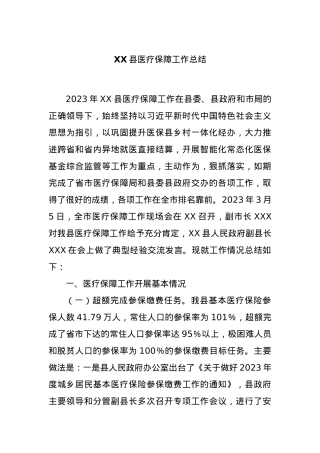XX县医疗保障工作总结.docx