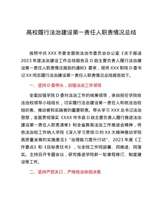 高校履行法治建设第一责任人职责情况总结.docx