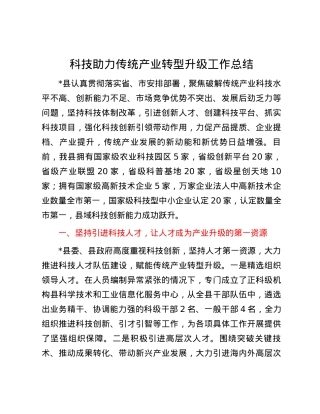 科技助力传统产业转型升级工作总结.docx