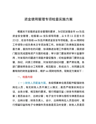 资金使用管理专项检查实施方案.docx
