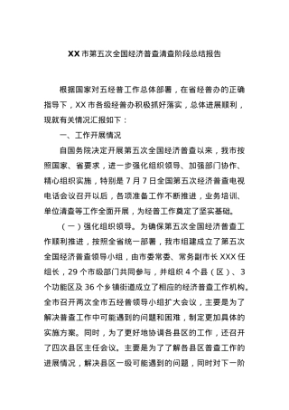 XX市第五次全国经济普查清查阶段总结报告.docx