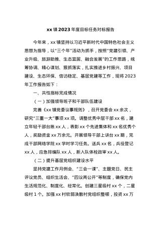 xx镇2023年度目标任务对标报告.docx