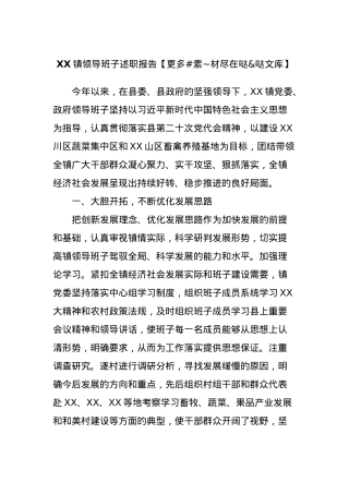 XX镇领导班子述职报告.docx