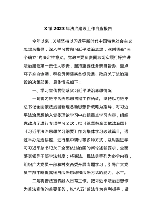 X镇2023年法治建设工作自查报告.docx
