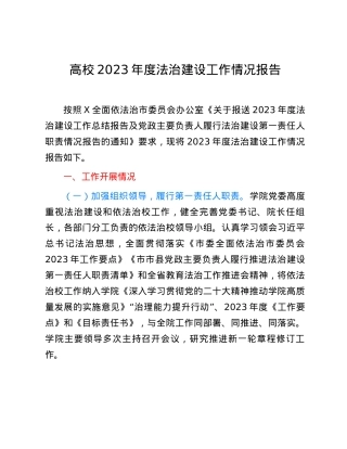 高校2023年度法治建设工作情况报告.docx