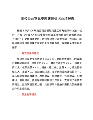 高校办公室党支部建设情况总结报告.docx