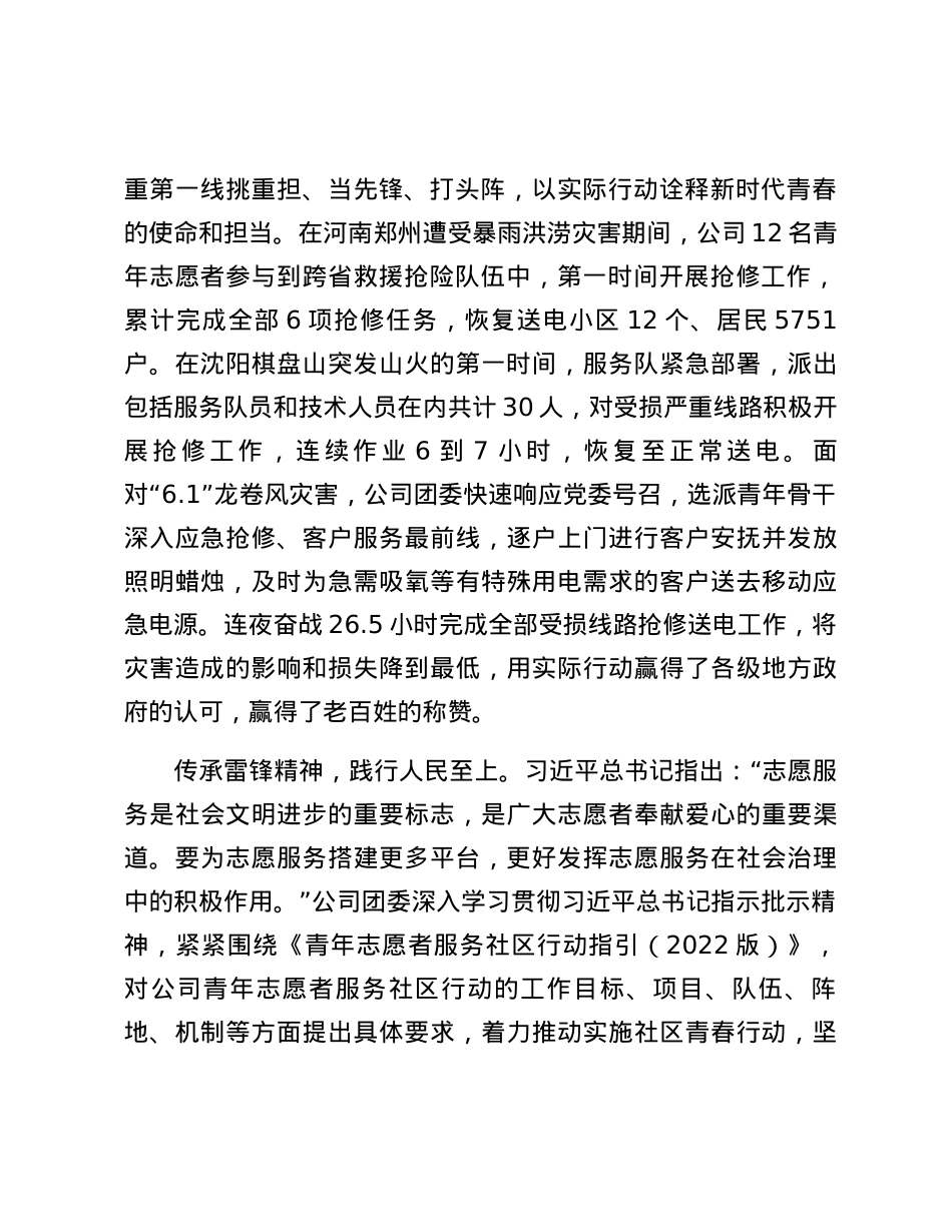 国企关于弘扬雷锋精神开展志愿服务活动情况汇报.docx_第2页