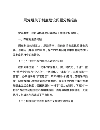 局党组关于制度建设问题分析报告.docx