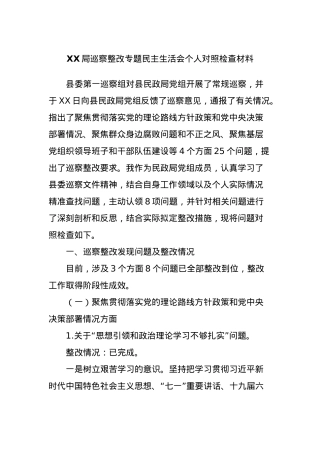 XX局巡察整改专题民主生活会个人对照检查材料 (3).docx