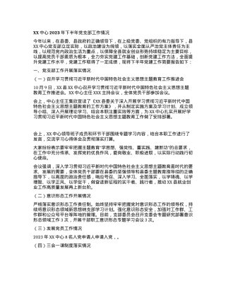 XX中心2023年下半年党支部工作情况.docx