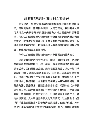 统筹新型城镇化和乡村全面振兴.docx