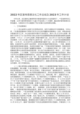 2022年区宣传思想文化工作总结及2023年工作计划.doc