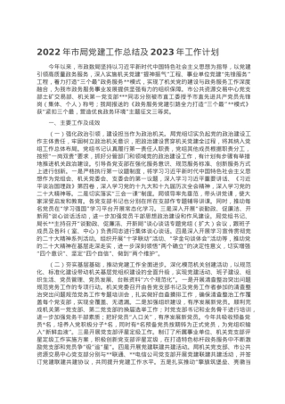 2022年市局党建工作总结及2023年工作计划.doc