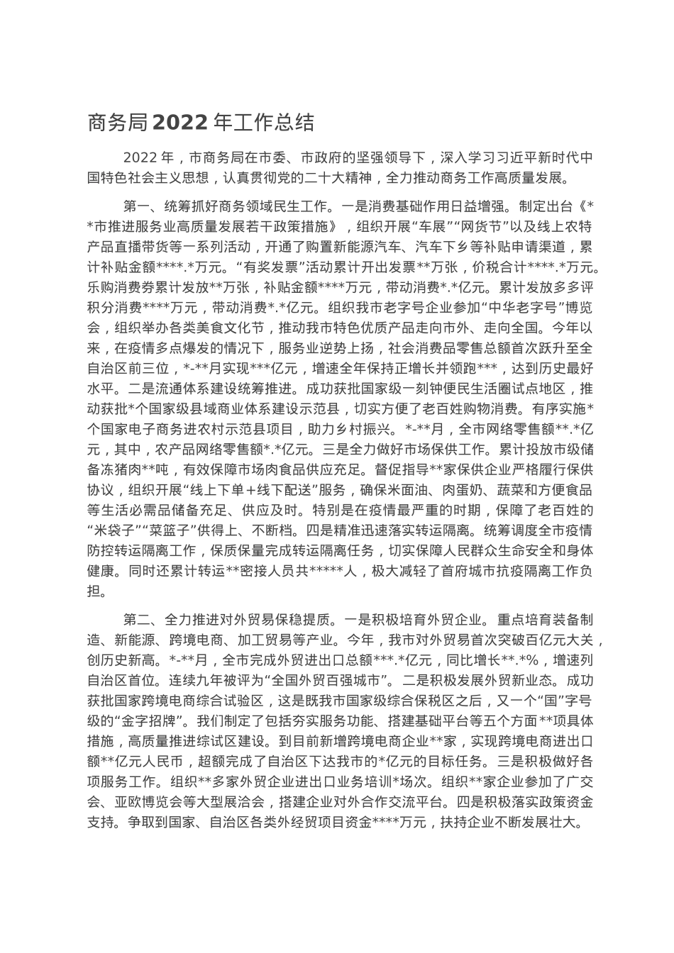 商务局2022年工作总结.docx_第1页