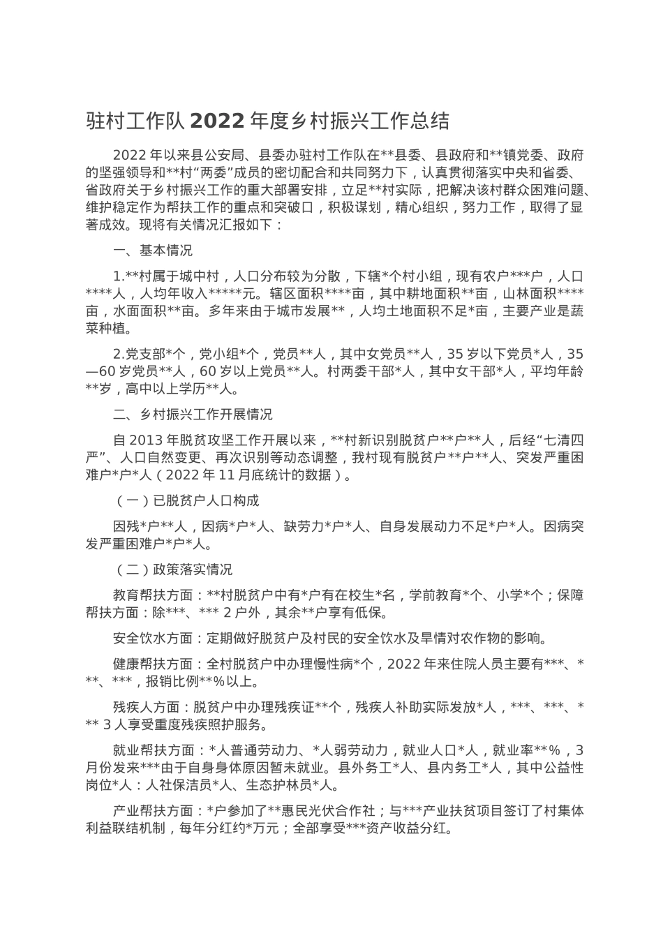 驻村工作队2022年度乡村振兴工作总结.doc_第1页