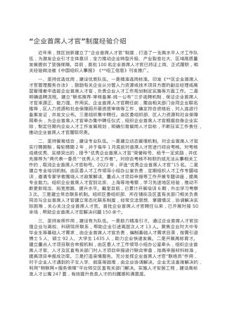 “企业首席人才官”制度经验介绍.doc