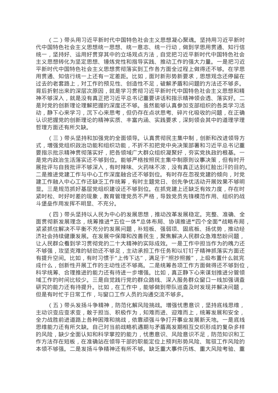 2022年度民主生活会班子个人发言提纲.doc_第2页