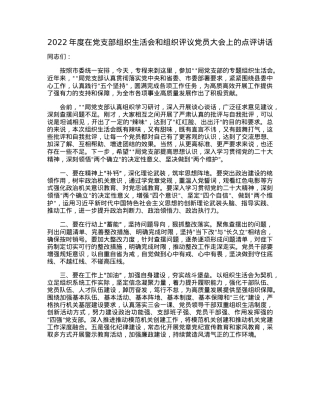 2022年度在党支部组织生活会和组织评议党员大会上的点评讲话.docx