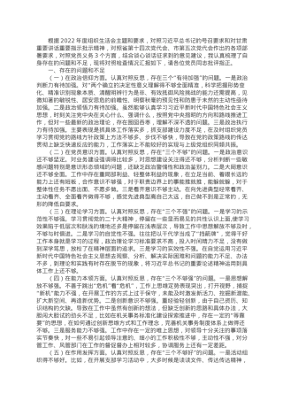 2022年度组织生活会支部书记个人对照检查材料.docx
