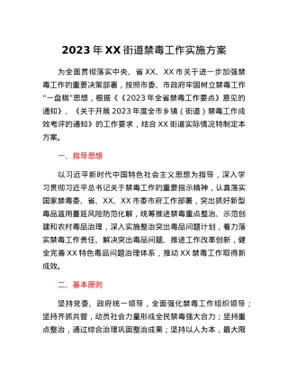 2023年XX街道禁毒工作实施方案.docx