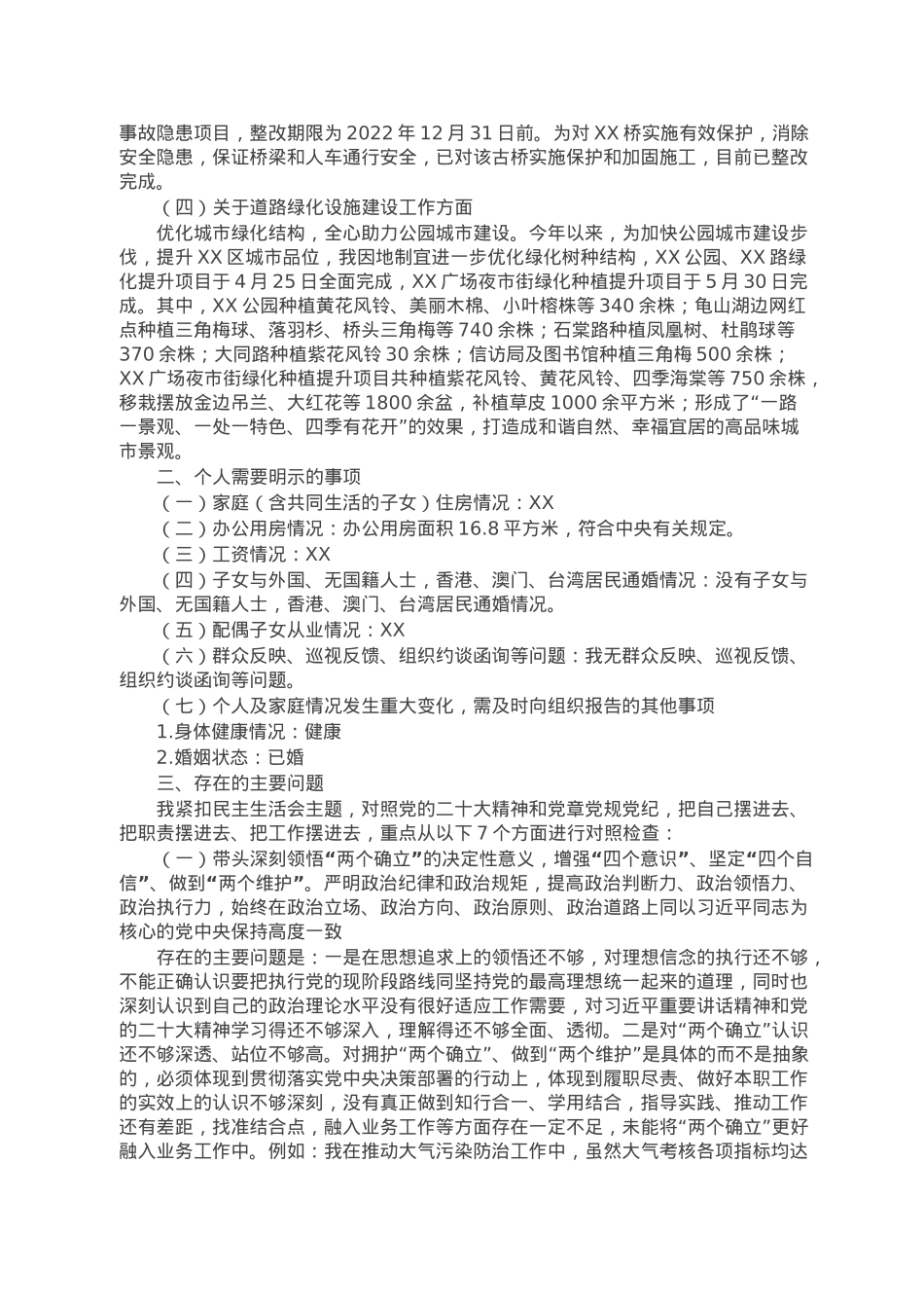 分管市政市容、生态环境副区长2022年度民主生活会发言提纲.doc_第2页