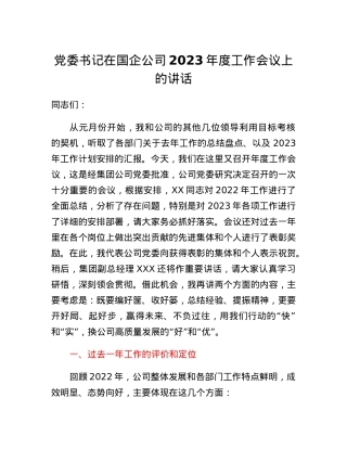 国企党委书记在公司2023年度工作会议上讲话.docx
