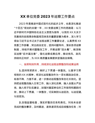 XX单位党委2023年巡察工作要点.docx