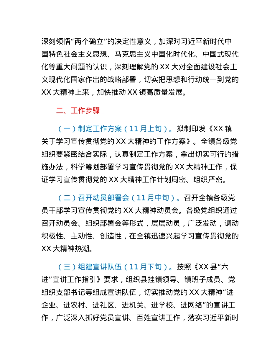 XX镇学习贯彻党的二十大精神六进宣讲的工作方案.docx_第2页