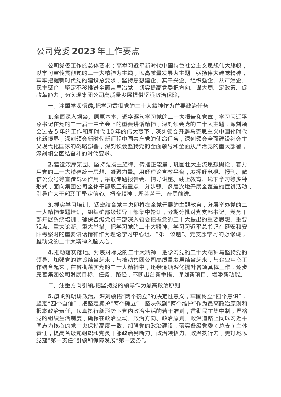 公司党委2023年工作要点.doc_第1页