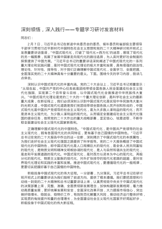 深刻领悟，深入践行——专题学习研讨发言材料.doc