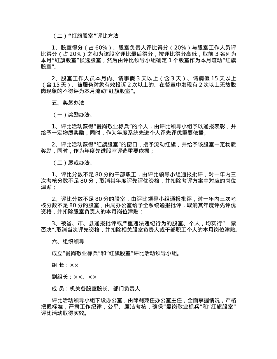关于开展争做“爱岗敬业标兵”和“红旗股室”活动评选办法.docx_第2页