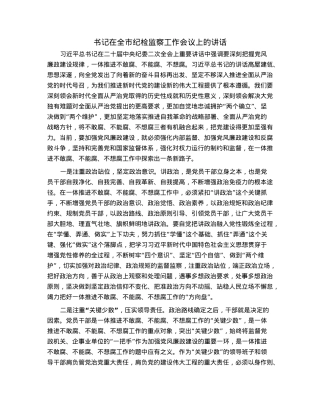 书记在全市纪检监察工作会议上的讲话.docx