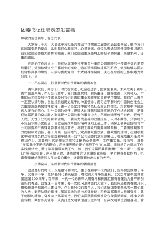 团委书记任职表态发言稿.doc