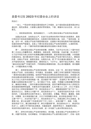 县委书记在2023年纪委全会上的讲话.doc