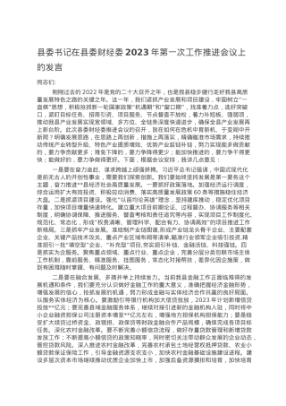 县委书记在县委财经委2023年第一次工作推进会议上的发言.doc