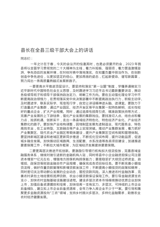 县长在全县三级干部大会上的讲话.docx