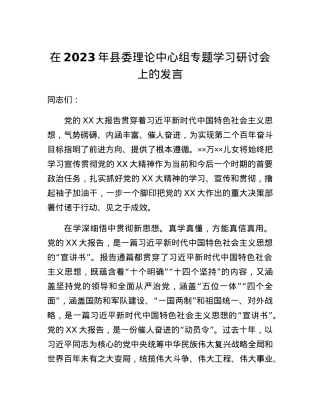 在2023年县委理论中心组专题学习研讨会上的发言.docx