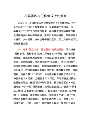 在县委农村工作会议上的发言(3).docx