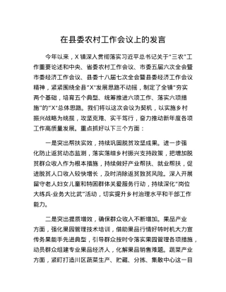 在县委农村工作会议上的发言(6).docx