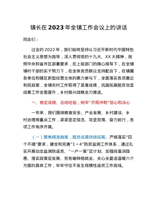 镇长在2023年全镇工作会议上的讲话.docx