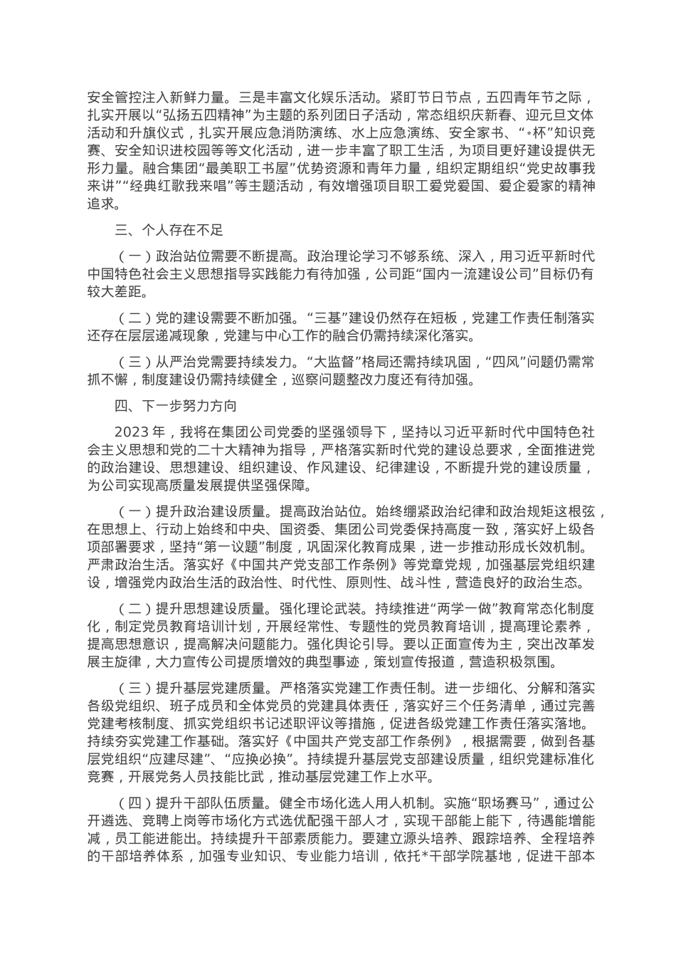 2022年度公司基层党组织书记述职评议工作汇报.doc_第3页