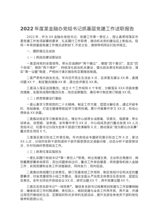 2022年度某金融办党组书记抓基层党建工作述职报告.doc