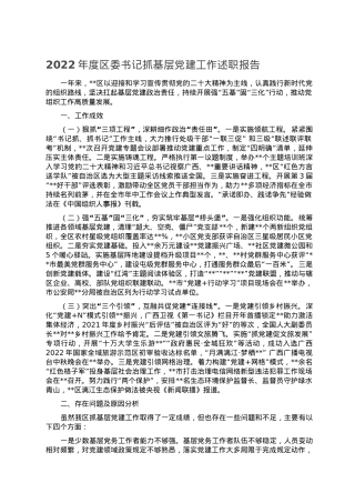 2022年度区委书记抓基层党建工作述职报告.doc