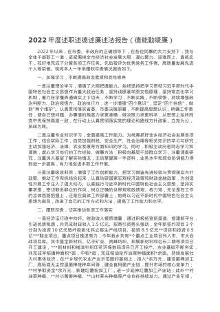 2022年度述职述德述廉述法报告（德能勤绩廉）.docx