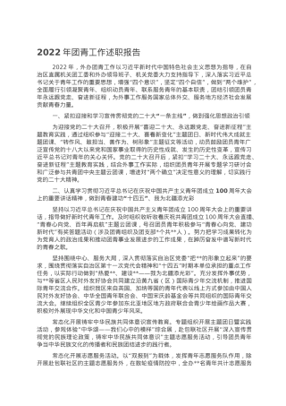 2022年团青工作述职报告.doc