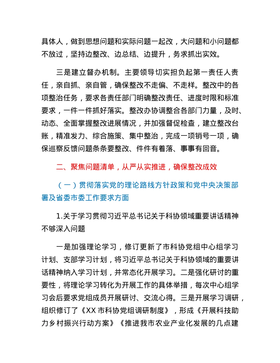 XX市科协党组巡察整改进展情况的报告.docx_第2页