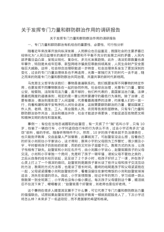 关于发挥专门力量和群防群治作用的调研报告.doc