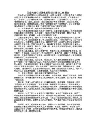 国企党建引领强化基层组织建设工作报告.docx