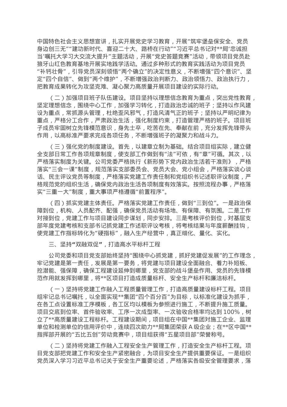 国企党建与项目建设双融双促工作情况报告.doc_第2页