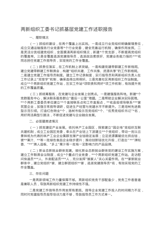 两新组织工委书记抓基层党建工作述职报告.doc